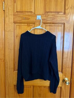 Brandy Melville Black Ribbed Crewneck Sweater